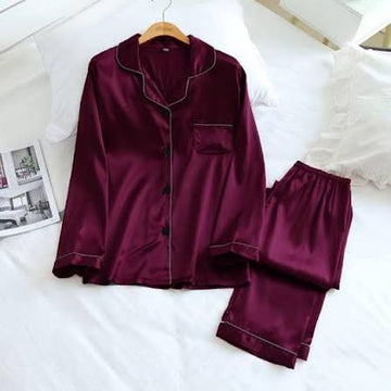 Silk Night Dress for Girls Lightweight and Comfortable Sleepwear, Breathable and Soft Pajama Set for Women, Plain Silk Nighty, Elegant Night Suit for Restful Sleep