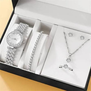 watch for girls, and Popular Fashion Roman Embossed Diamond Women Watch Jewelry Luxury Gift Accessories Box Set Fashion Ladies Watch Gift Set, for girls, women