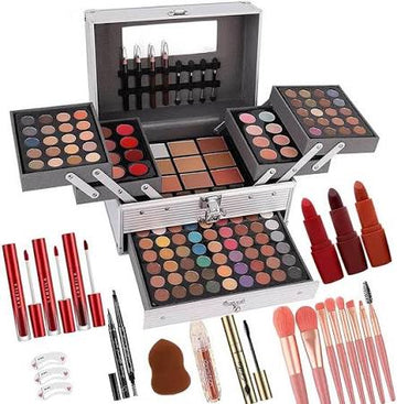 132 Color All In One Professional Makeup Kit Full Face Palette Eyeshadow Blusher Highlighter Lip Colors Compact Travel Friendly Makeup Case